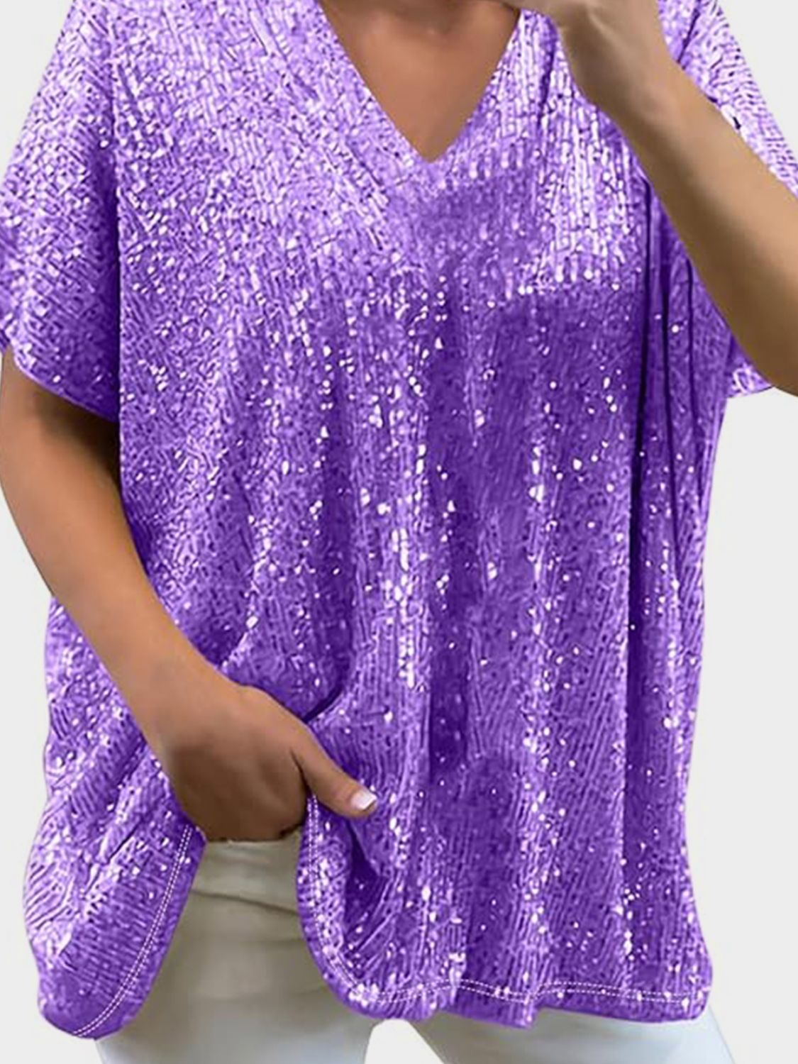 Sequin V-Neck Top