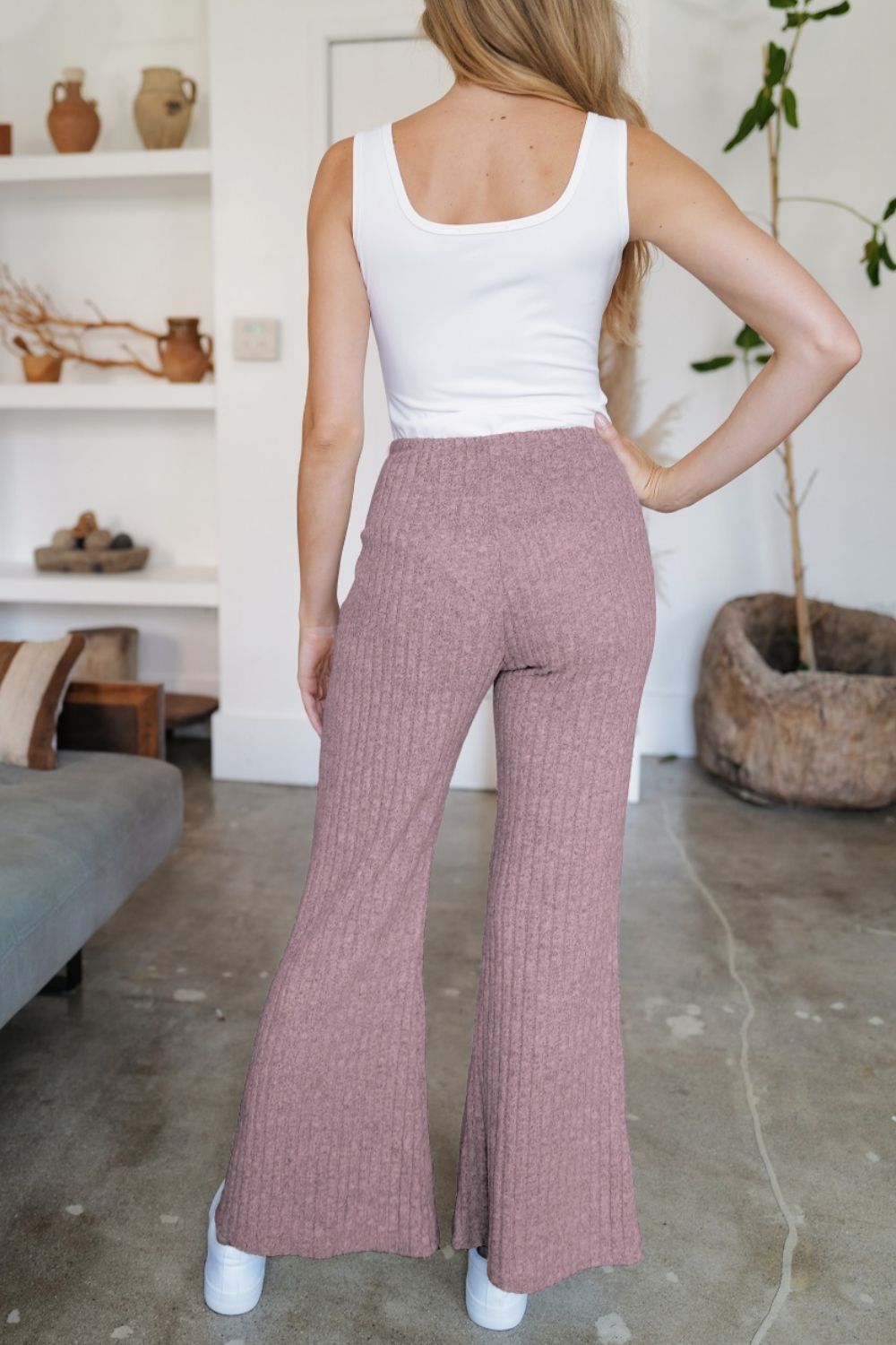 Ribbed High Waist Flare Pants