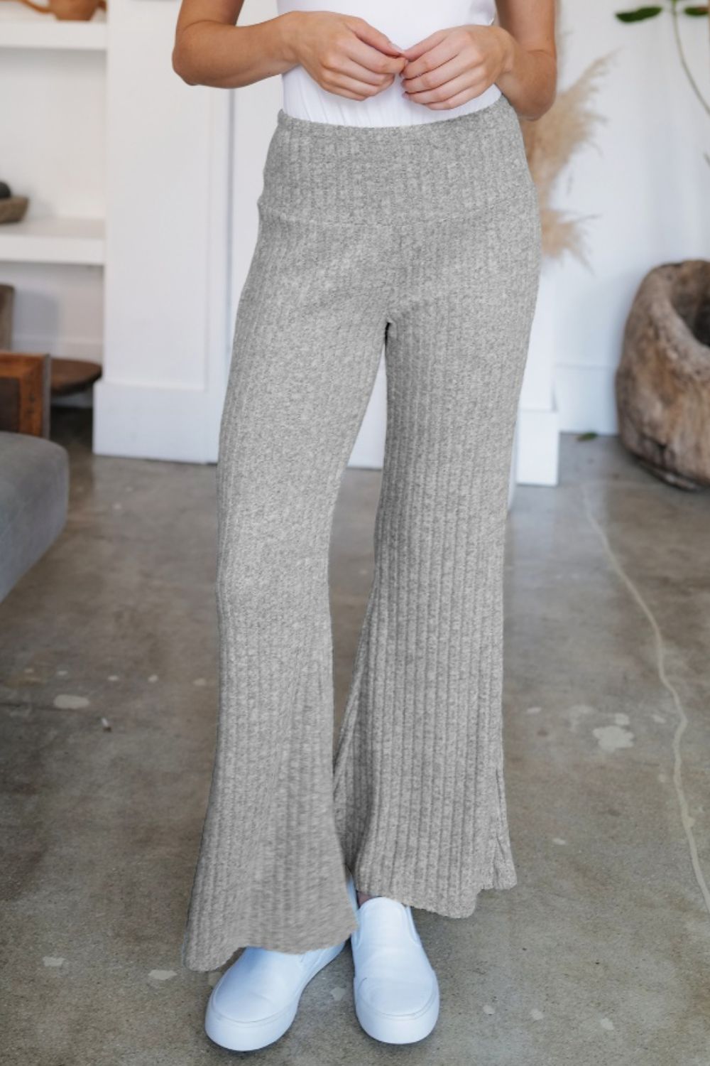 Ribbed High Waist Flare Pants