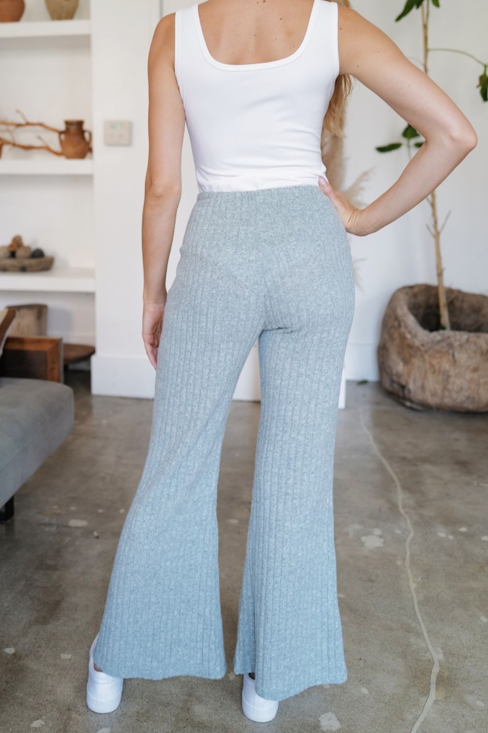 Ribbed High Waist Flare Pants