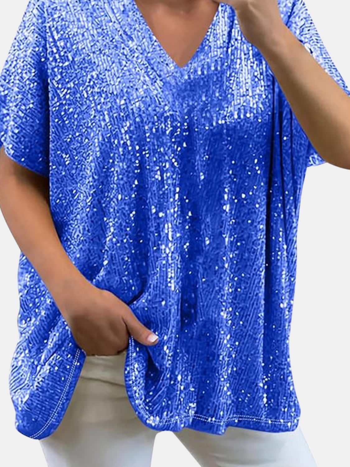 Sequin V-Neck Top