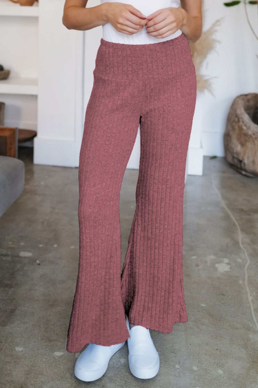 Ribbed High Waist Flare Pants