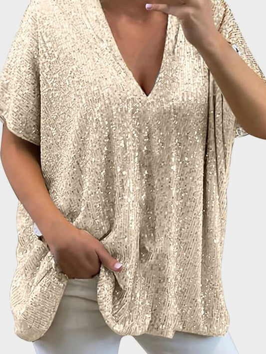 Sequin V-Neck Top