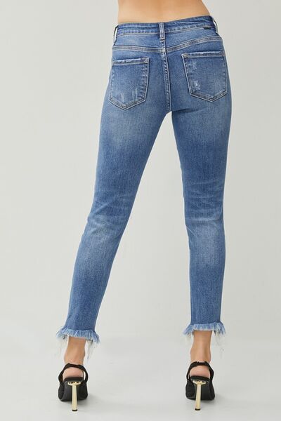 Frayed Hem Slim Jeans