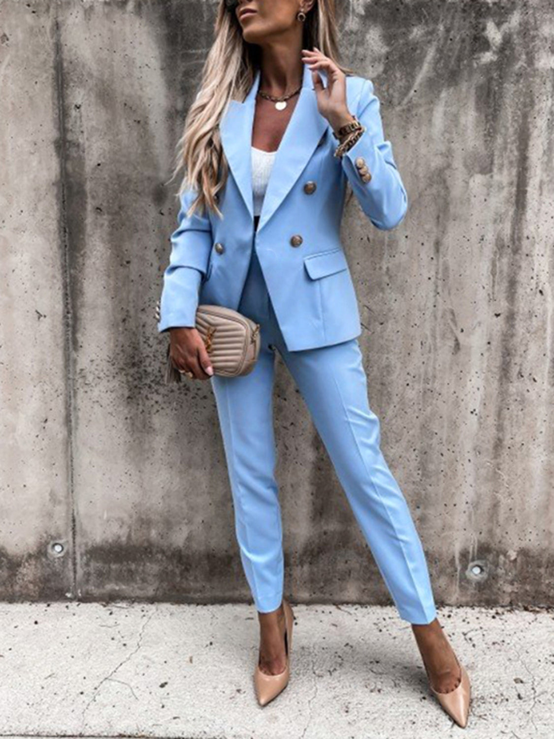 Lapel Blazer and Pants Set