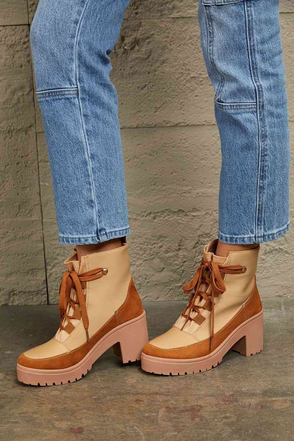 Two Toned Lug Booties