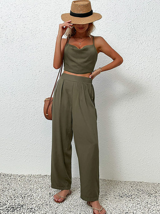 Crisscross Back Top and Pants Set