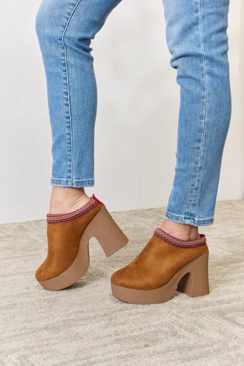 Platform Suede Clog Heel