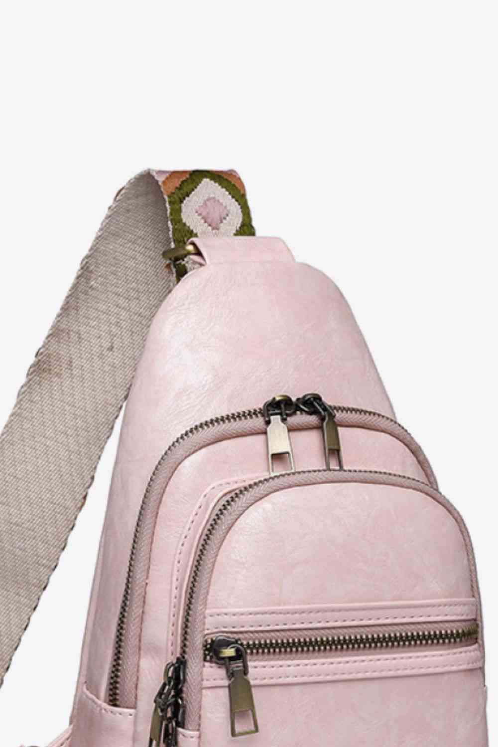 Faux Leather Sling Backpack