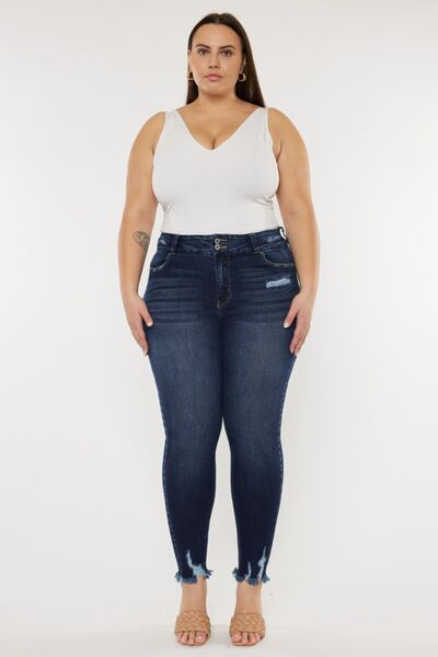 Kancan Raw Hem High Waist Jeans