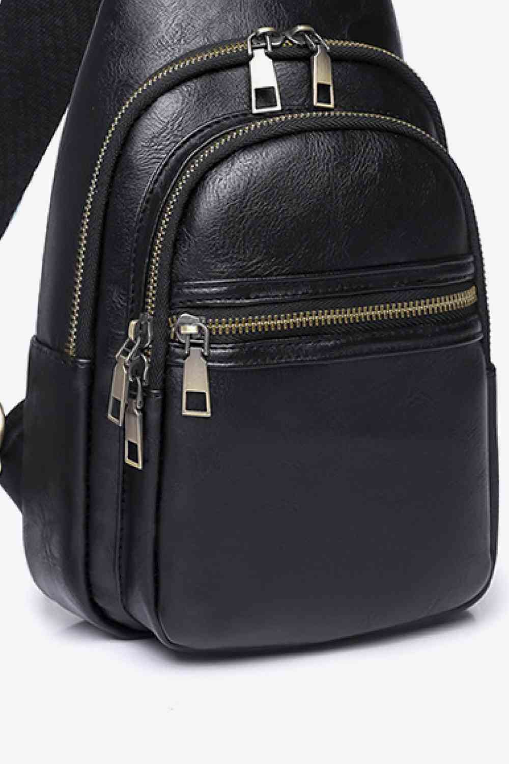 Faux Leather Sling Backpack