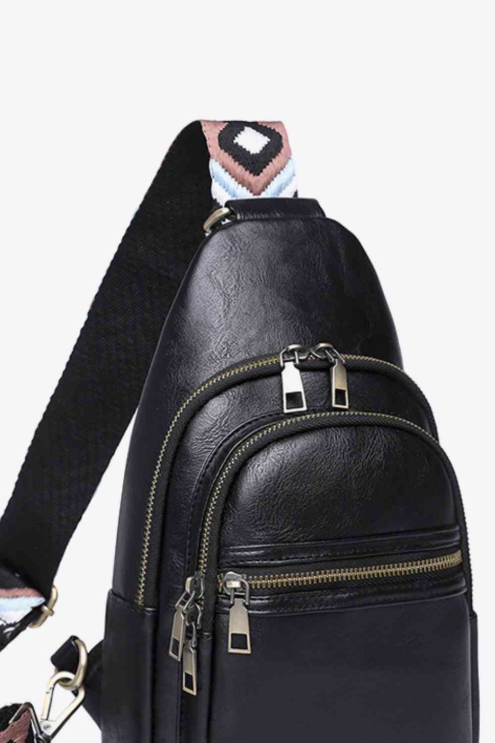 Faux Leather Sling Backpack