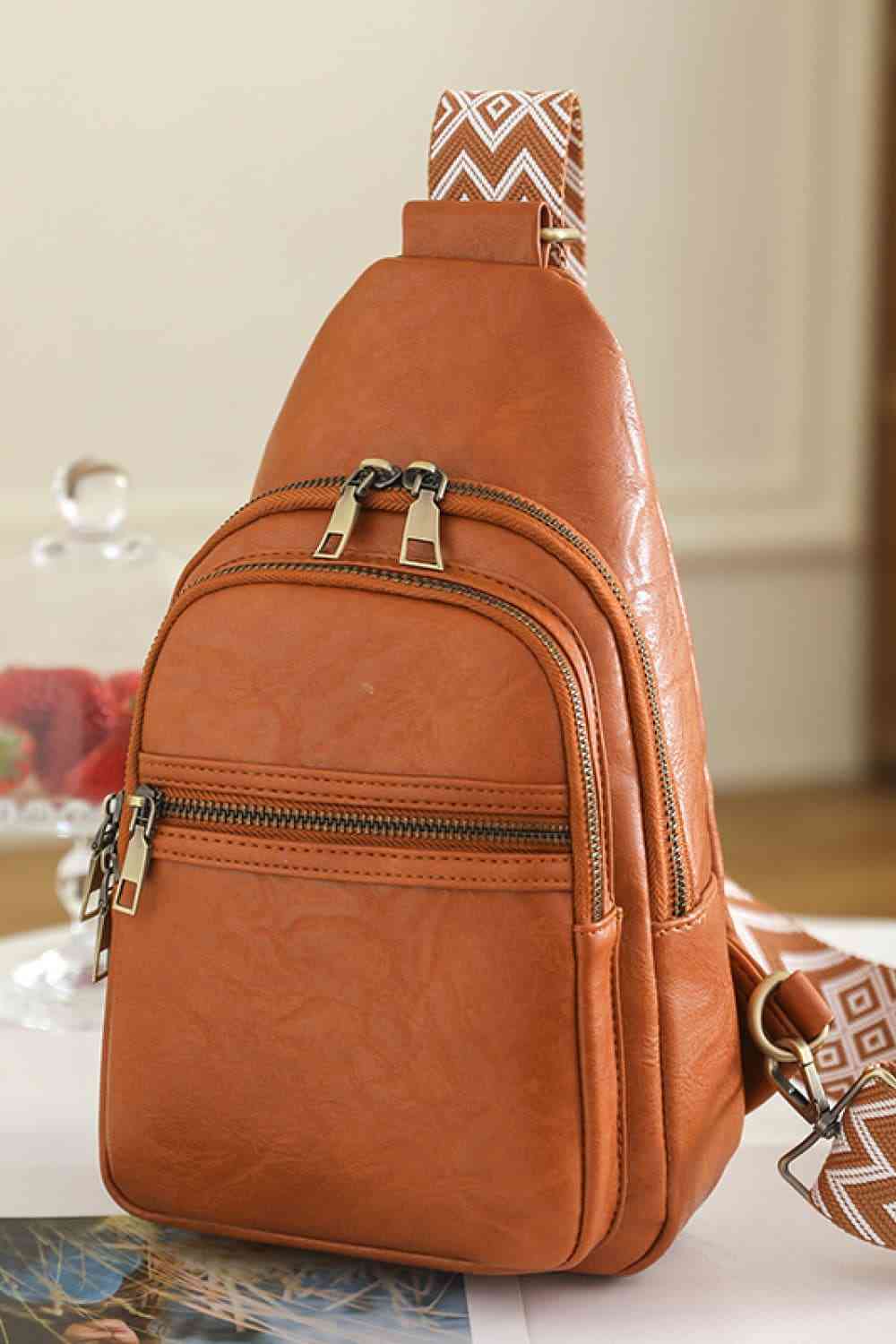 Faux Leather Sling Backpack