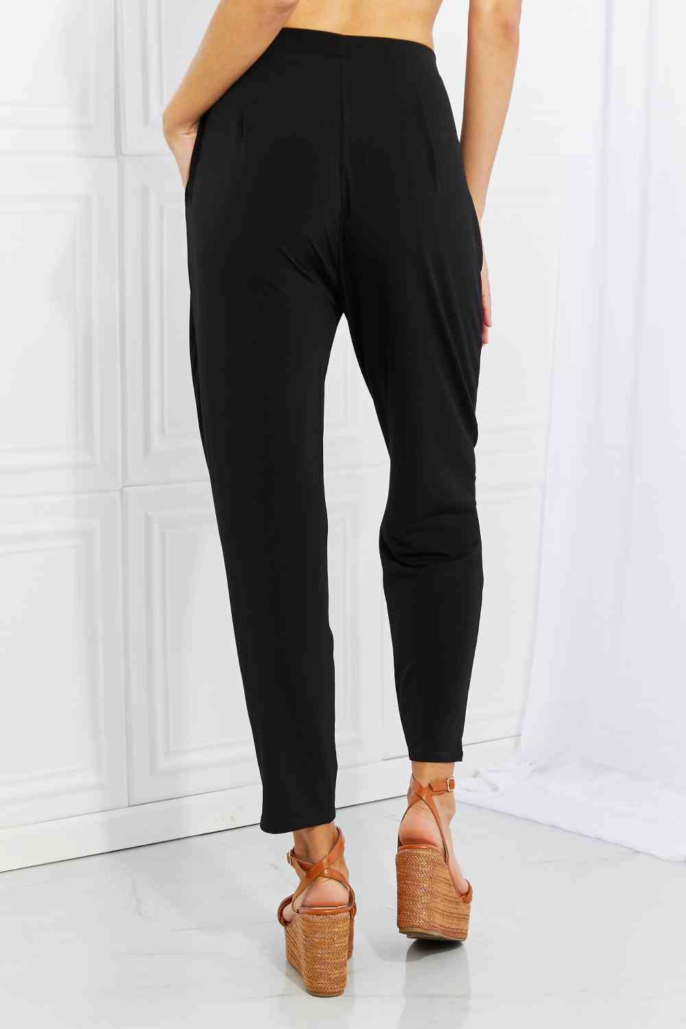 Pleated High Waist Pants with Side Pockets