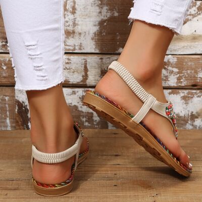 Beaded Leather Open Toe Sandals