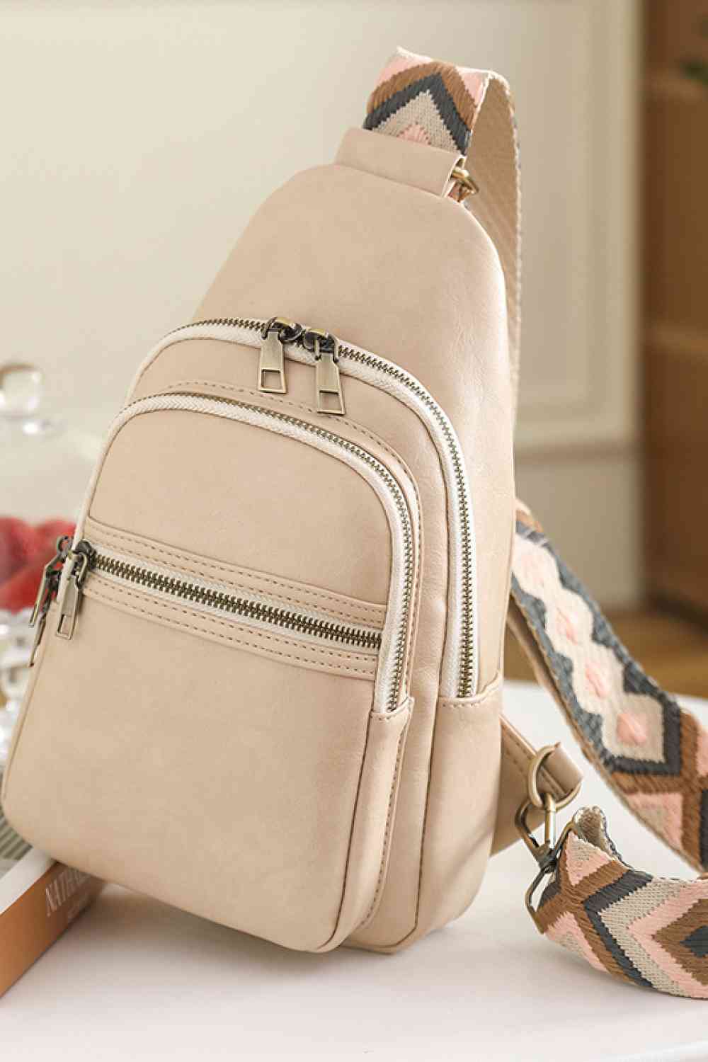 Faux Leather Sling Backpack