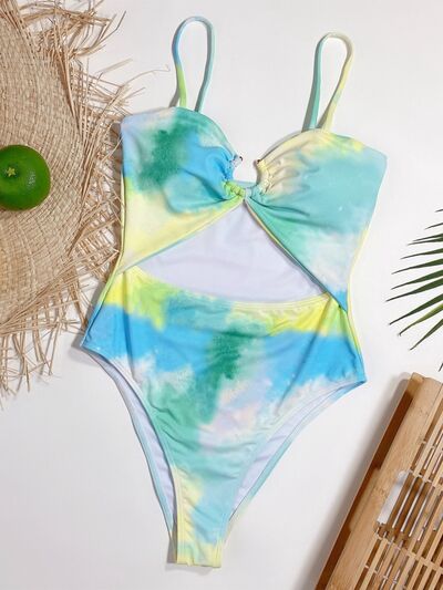 Cutout Tie-Dye Strap One-Piece