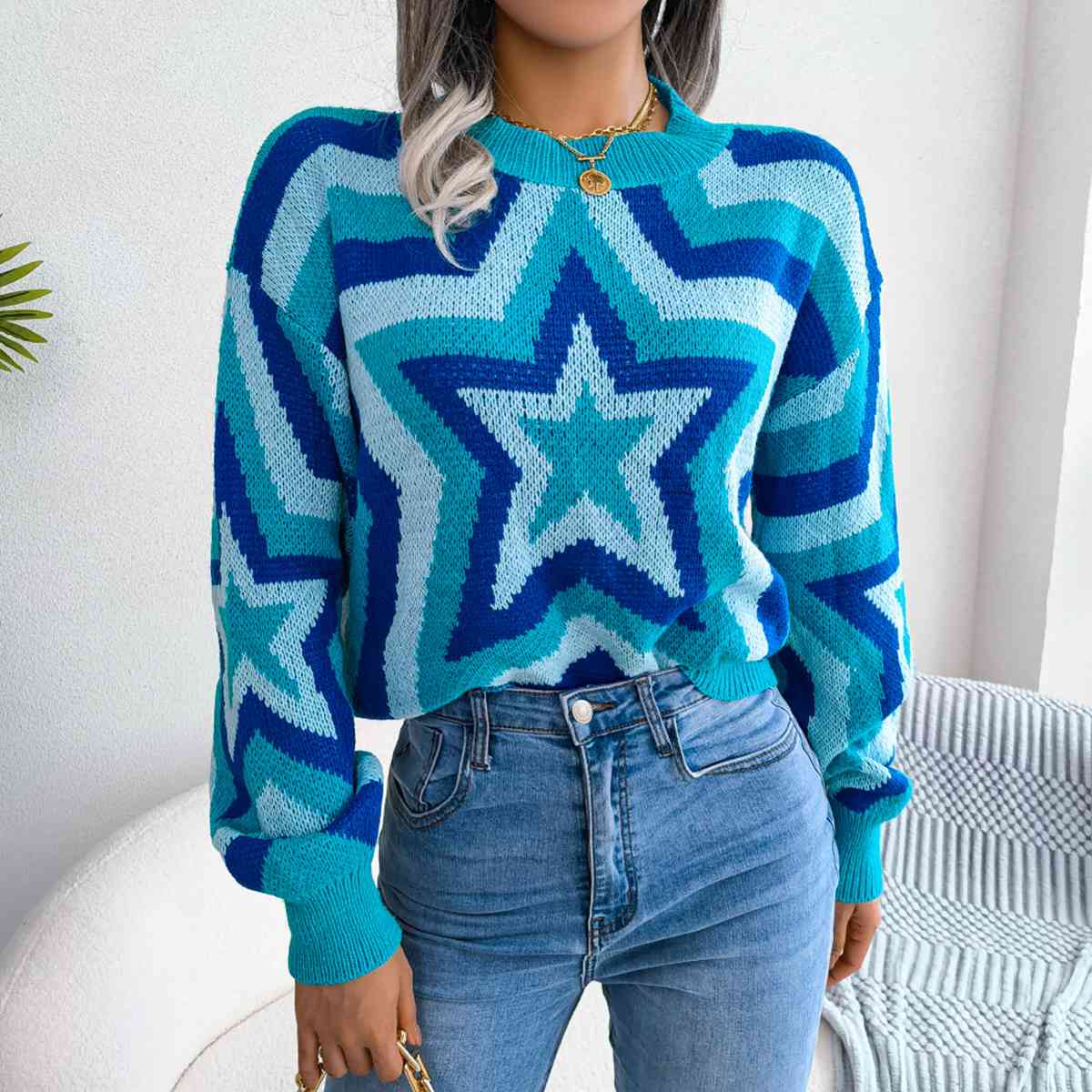 Star Round Neck Sweater