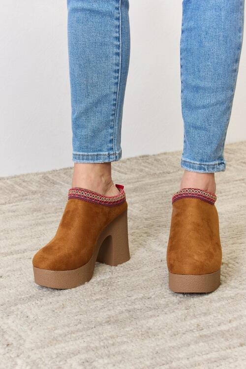 Platform Suede Clog Heel