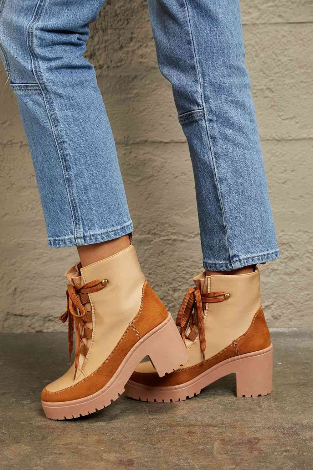 Two Toned Lug Booties