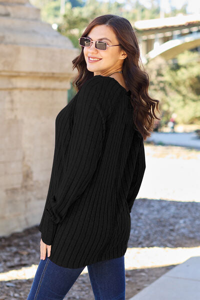 Round Neck Long Sleeve Knit Top