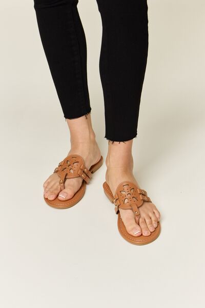 Cutout Leather Open Toe Sandals