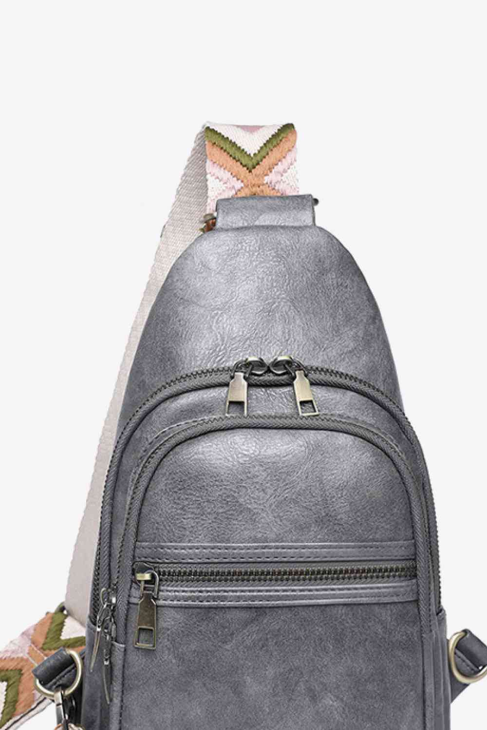 Faux Leather Sling Backpack