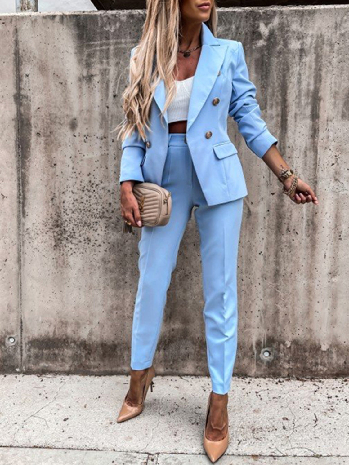 Lapel Blazer and Pants Set