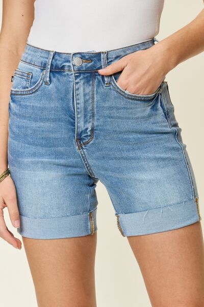 Tummy Control Light Denim Shorts