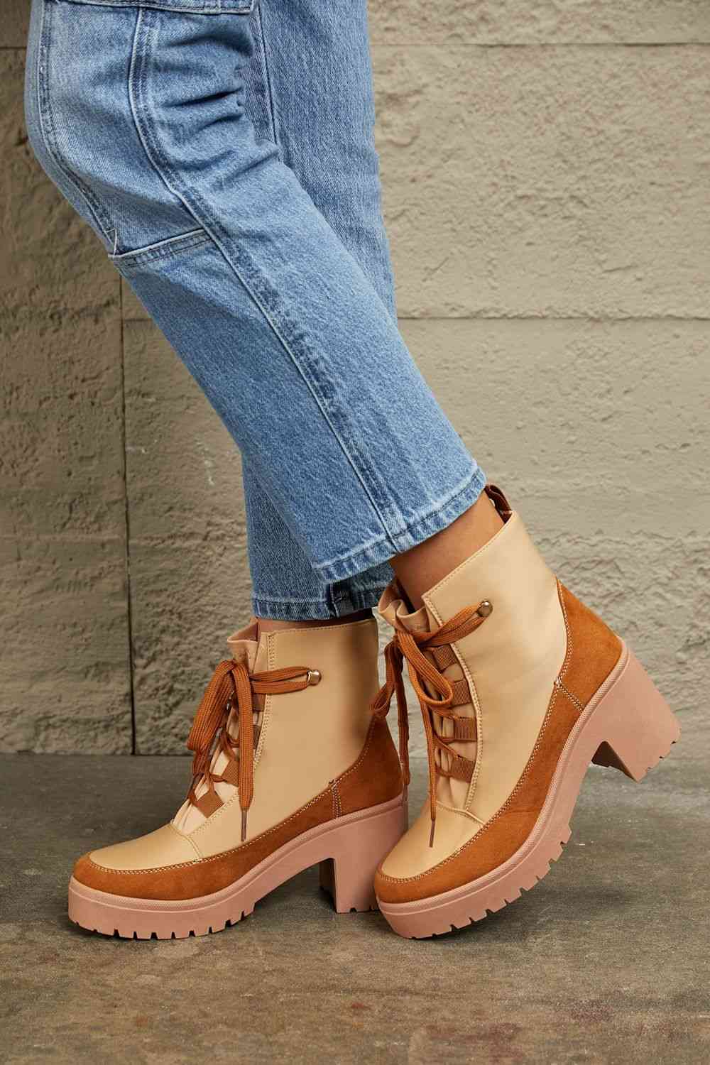 Two Toned Lug Booties