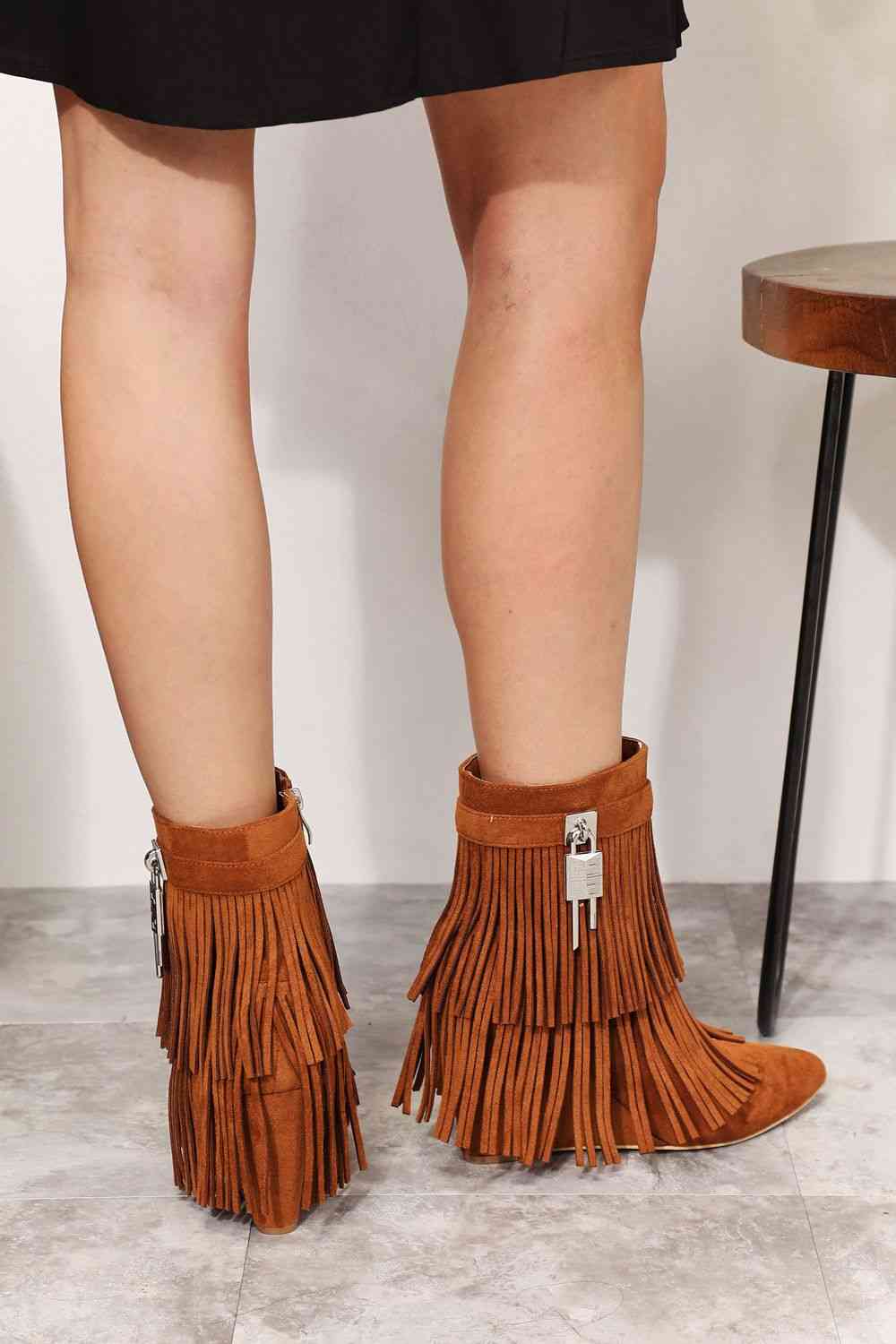 Fringe Wedge Boots