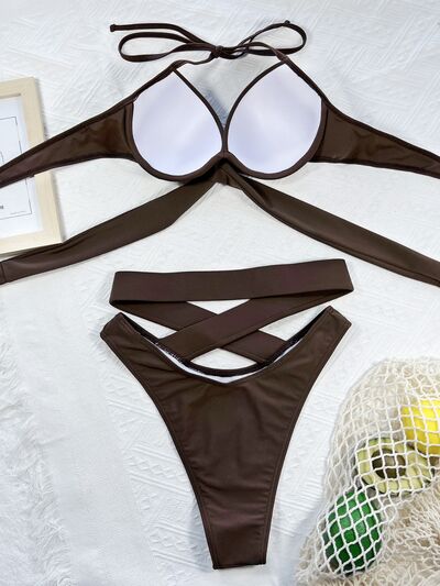 Crossover Halter Neck Bikini Set