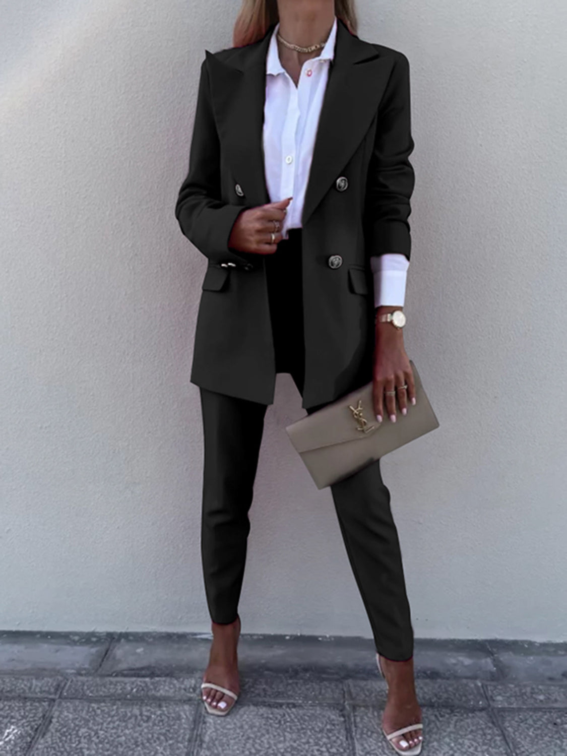 Lapel Blazer and Pants Set