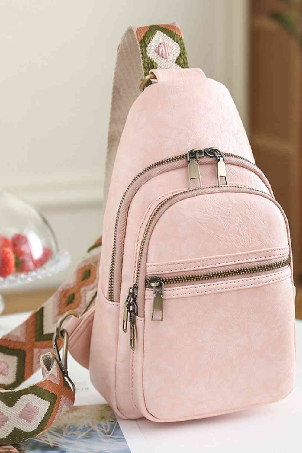 Faux Leather Sling Backpack