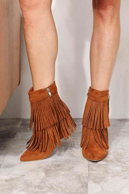 Fringe Wedge Boots